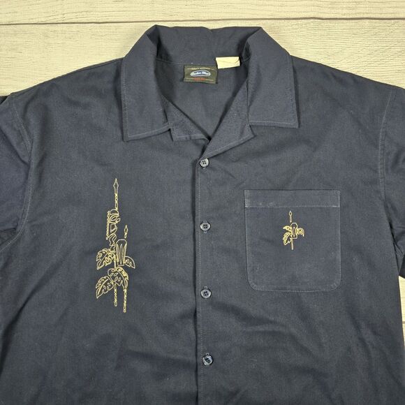 Anchor Blue Mens Vintage Y2K Navy Embroidered Button Down Camp Shirt Mens Sz XL - Picture 2 of 6